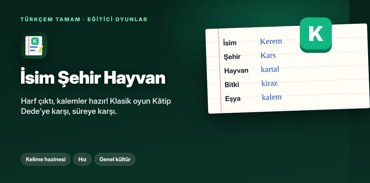 İsim Şehir Hayvan oyunu kapak görseli